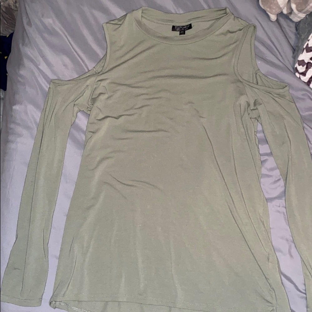 long sleeve shirt with shoulder cut out